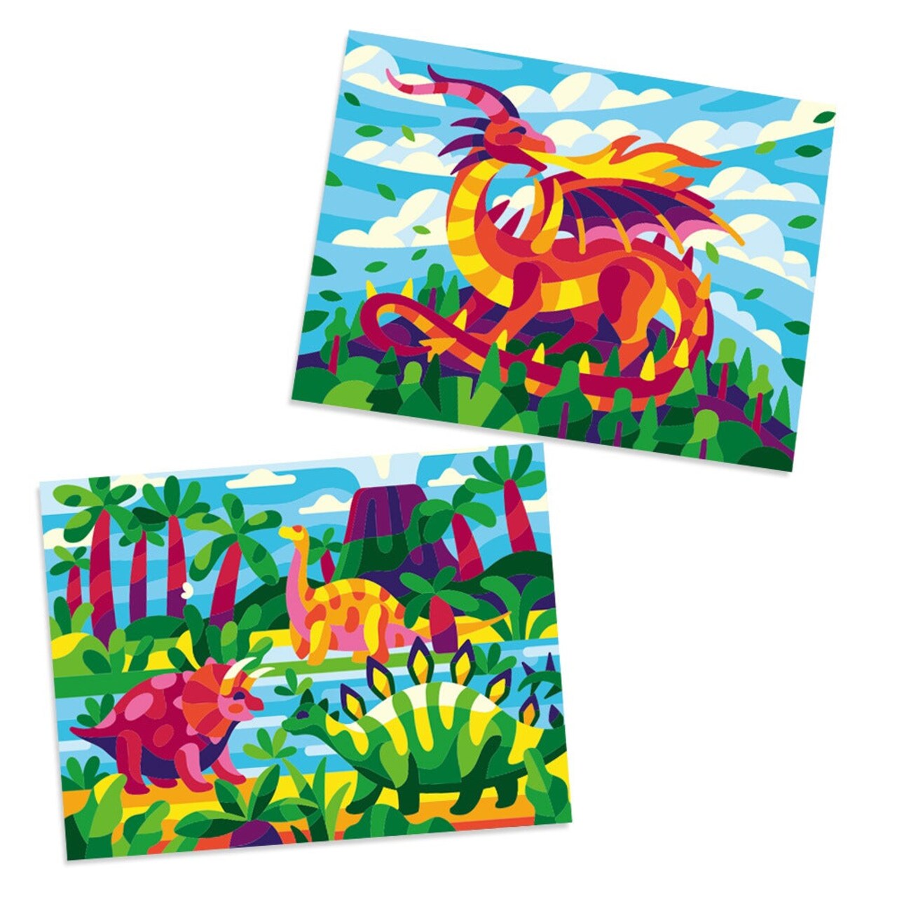 Mythical Marvels: Dinosaurs & Dragon Easy Paint by Numbers Kit - 9.5x7in -  Ships from California, USA